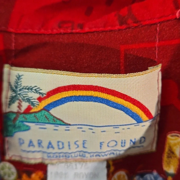 Vintage 80s Paradise Found Hawaiian "Happy Hour" Cocktail Drinks Top Men size L - Picture 2 of 11